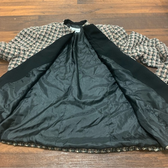 Studio 1 Vintage Women's Sz 16 Blazer Black/Pink Y2K Textured Lined Open Front - Picture 6 of 9